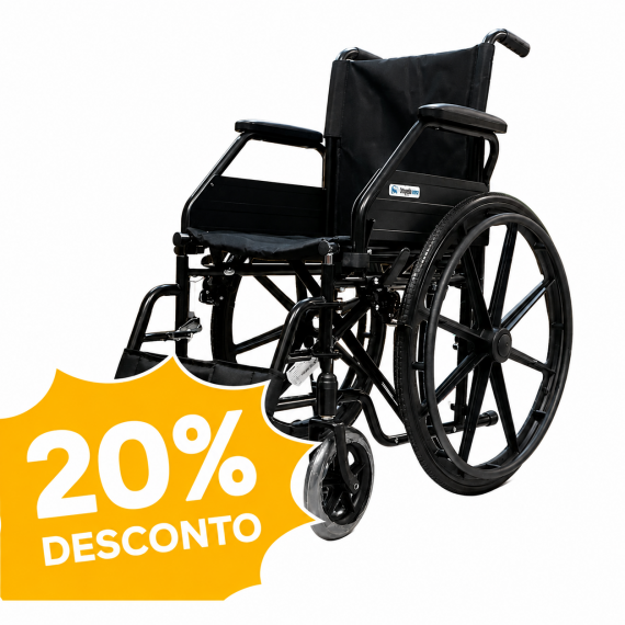 Cadeira de Rodas Manual em Aço PC-21 – Dobrável e Autopropulsada